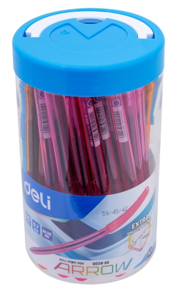 Ручка шариков. Deli Arrow EQ02636-1 прозрачный/ассорти d=0.7мм син. черн. (1шт) ассорти