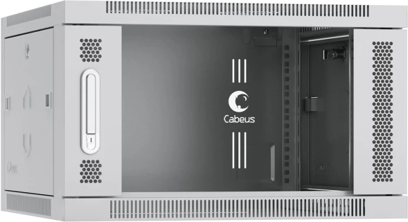 Шкаф коммутационный Cabeus (SH-05F-6U60/35) настенный 6U 600x350мм пер.дв.стекл 60кг серый 290мм 14кг 220град. 368мм IP20 сталь