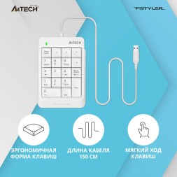 Числовой блок A4Tech Fstyler FK13P белый USB slim для ноутбука (FK13P WHITE)