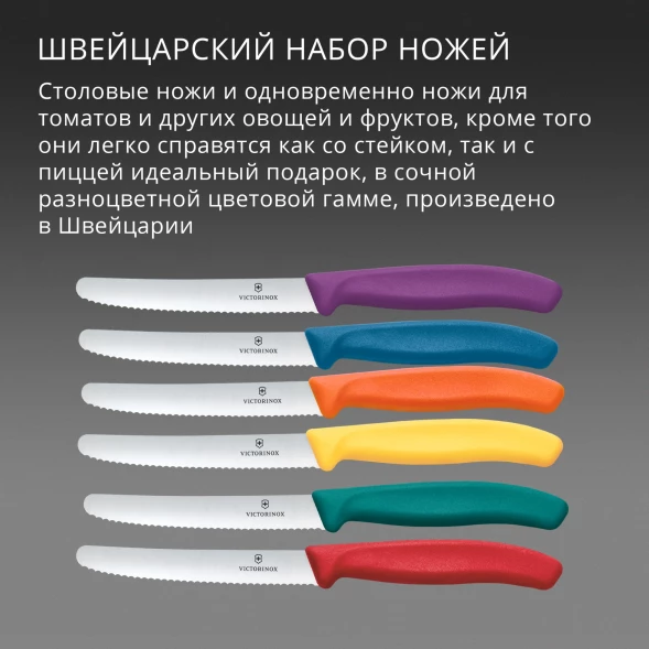 Набор ножей кухон. Victorinox Swiss Classic 6.7836.6C1 компл.:6предм. ассорти европодвес
