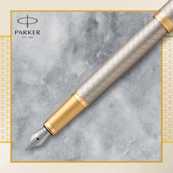 Ручка перьев. Parker IM Premium F323 (CW1931684) Grey GT F сталь нержавеющая подар.кор.