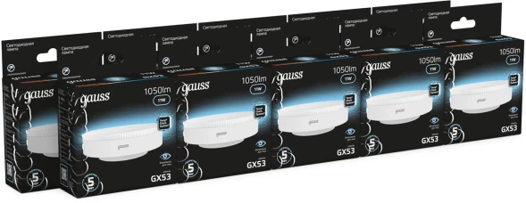 Лампа светодиодная Gauss 108008211 11Вт цок.:GX53 таблетка 220B св.свеч.бел.нейт. (упак.:10шт)