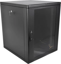 Шкаф коммутационный ЦМО (ШРН-М-15.500-9005) настенный 15U 600x520мм пер.дв.стекл 130кг черный 456мм 24.66кг 180град. 745мм IP20 сталь