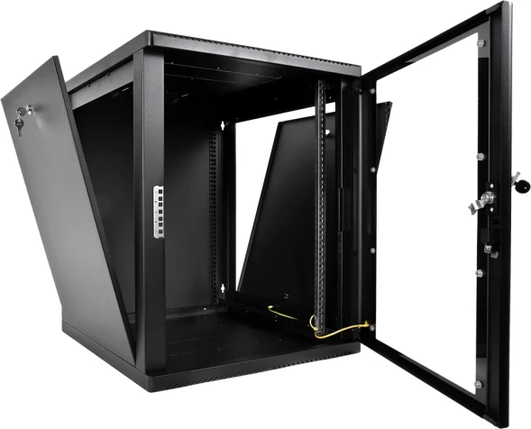 Шкаф коммутационный ЦМО (ШРН-М-15.500-9005) настенный 15U 600x520мм пер.дв.стекл 130кг черный 456мм 24.66кг 180град. 745мм IP20 сталь