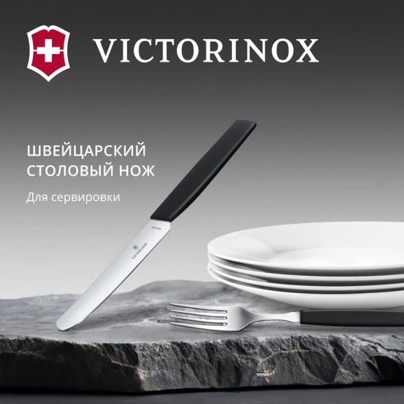 Нож кухонный Victorinox Swiss Modern (6.9003.11) стальной столовый лезв.110мм прямая заточка черный
