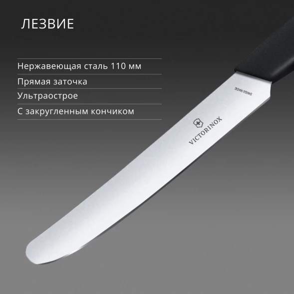Нож кухонный Victorinox Swiss Modern (6.9003.11) стальной столовый лезв.110мм прямая заточка черный