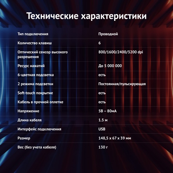 Мышь Оклик 925G STORM черный оптическая (3200dpi) USB (6but)