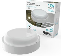 Светильник Gauss ЖКХ 126411215-S 15Вт 4000K белый датч.движ.