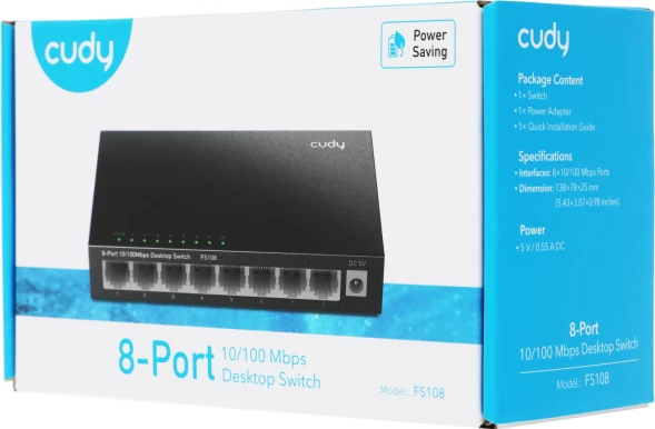 Коммутатор Cudy FS108 (L2) 8x100Мбит/с неуправляемый