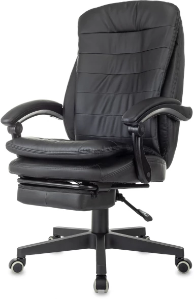 Кресло руководителя Бюрократ T-9950MSG-F черный эко.кожа крестов. пластик подст.для ног