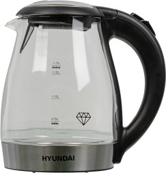 Чайник электрический Hyundai HYK-G2030 1.7л. 2200Вт черный корпус: стекло/пластик
