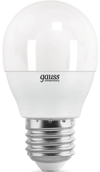 Лампа светодиодная Gauss Elementary 10Вт цок.:E27 шар 220B 4100K св.свеч.бел.нейт. (упак.:1шт) (53220)