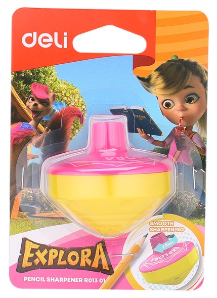 Точилка для карандашей ручная Deli Gyro ER01301 Explora 1 отверстие пластик ассорти блистер