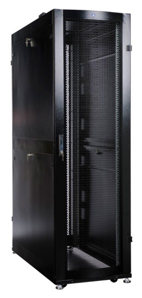 Шкаф серверный ЦМО (ШТК-СП-48.6.10-48АА-9005) напольный 48U 600x1000мм пер.дв.перфор. задн.дв.двуст. 4 бок.пан. 1350кг черный 683мм 156кг 120град. 2215мм IP20 металл