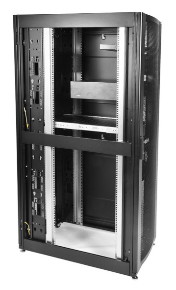 Шкаф серверный ЦМО (ШТК-СП-48.6.10-48АА-9005) напольный 48U 600x1000мм пер.дв.перфор. задн.дв.двуст. 4 бок.пан. 1350кг черный 683мм 156кг 120град. 2215мм IP20 металл