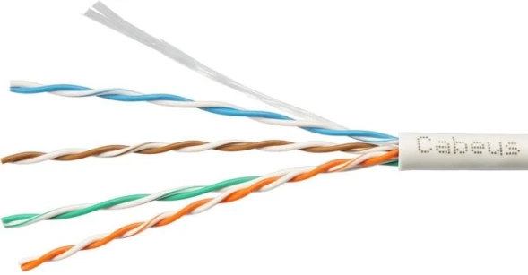 Кабель информационный Cabeus UTP-4P-CAT.5E-SOLID-GY-100 кат.5E U/UTP 4 пары PVC внутренний 100м серый