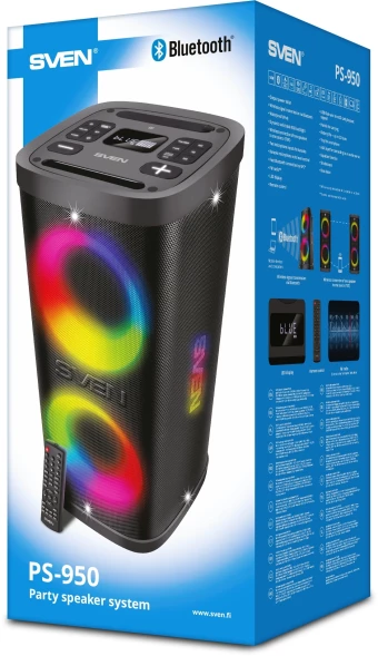 Колонка порт. Sven АС PS-950 черный 160W Mono BT/3.5Jack 8800mAh (SV-022396)