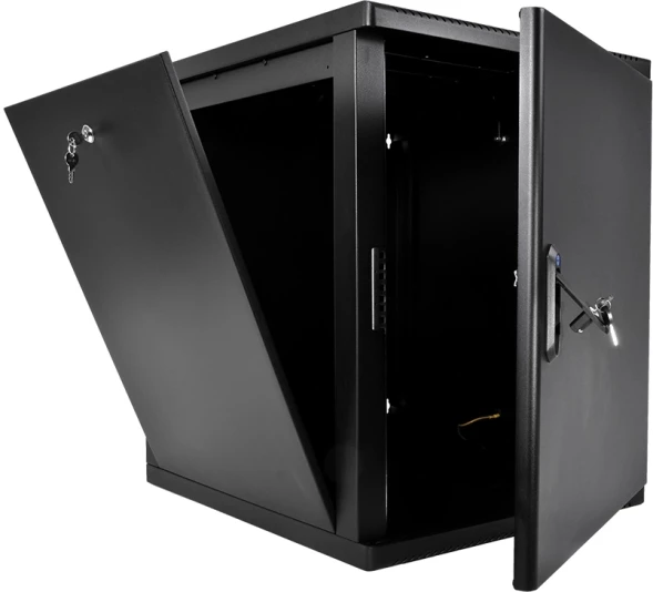 Шкаф коммутационный ЦМО (ШРН-М-15.650.1-9005) настенный 15U 600x650мм пер.дв.металл направл.под закл.гайки 120кг черный 581мм 27.36кг 180град. 745мм IP20 сталь