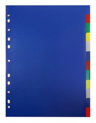 Разделитель индексный Бюрократ ID116E A4 пластик 12 индексов цветные разделы