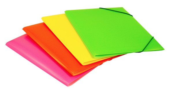 Папка на резинке Бюрократ Double Neon DNE510OR A4 пластик кор.30мм 0.5мм оранжевый