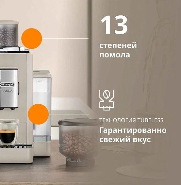 Кофемашина Delonghi Rivelia EXAM440.35.BG 1450Вт бежевый