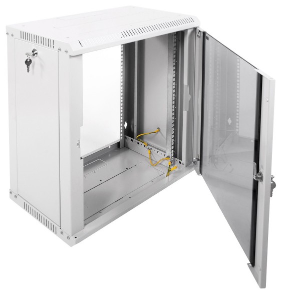 Шкаф коммутационный ЦМО ШРН-ЭКОНОМ (ШРН-Э-12.350) настенный 12U 600x350мм пер.дв.стекл 85кг серый 300мм 15.84кг 180град. 608мм IP20 металл