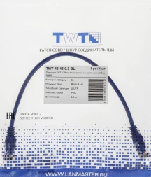 Патч-корд Lanmaster TWT-45-45-0.3-BL UTP RJ-45 вил.-вилка RJ-45 кат.5E 0.3м синий ПВХ (уп.:1шт)