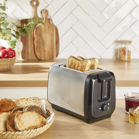 Тостер Tefal Express Metal TT5S1DE0 1200Вт серебристый/черный