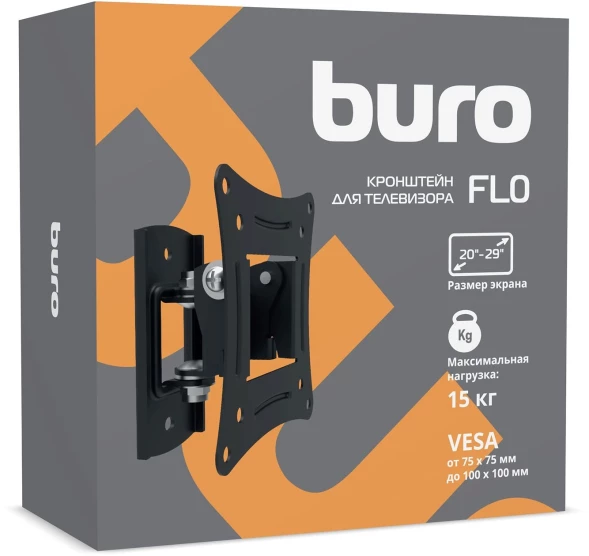 Кронштейн для телевизора Buro FL0 черный 20&amp;quot;-29&amp;quot; макс.15кг настенный поворот и наклон