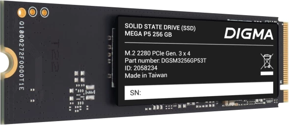 Накопитель SSD Digma PCIe 3.0 x4 256GB DGSM3256GP53T Mega P5 M.2 2280