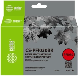 Картридж струйный Cactus CS-PFI030BK PFI-030BK черный пигментный (55мл) для Canon imagePROGRAF TA-20/30, TM-240/340 с чипом