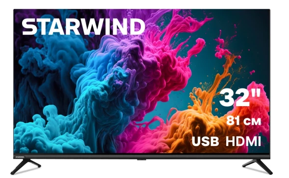 Телевизор LED Starwind 32&amp;quot; SW-LED32BG200 Frameless черный/черный HD 60Hz DVB-T DVB-T2 DVB-C DVB-S DVB-S2 USB