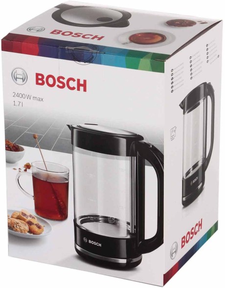Чайник электрический Bosch TWK70B03 1.7л. 2400Вт черный корпус: стекло/пластик