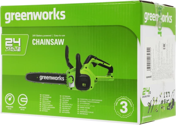 Цепная пила Greenworks G24CS25K2 аккум. дл.шины:10&amp;quot; (25cm) 1аккум. 2Ач ЗУ (2007707UA)