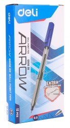 Ручка шариков. Deli Arrow EQ00830 прозрачный/синий d=0.5мм син. черн.
