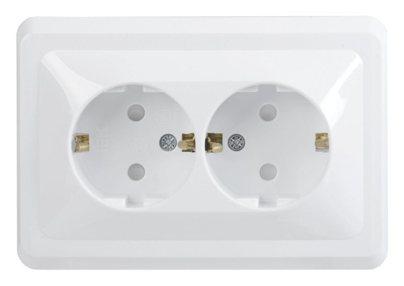 Розетка силов. IEK Вега ERV24-K01-16-DM 2розет. двойн. скрыт. зазем. штор. крыш. IP20 белый (упак.:1шт)