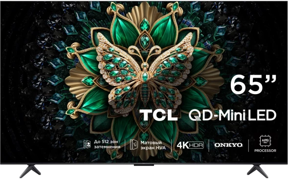 Телевизор LED TCL 65&amp;quot; 65C6K QD-Mini LED Frameless черный 4K Ultra HD 144Hz MEMC DVB-T DVB-T2 DVB-C DVB-S DVB-S2 USB WiFi Smart TV