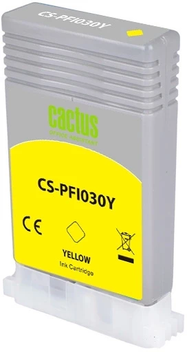 Картридж струйный Cactus CS-PFI030Y PFI-030Y желт.пигм. (55мл) для Canon imagePROGRAF TA-20/30, TM-240/340 с чипом