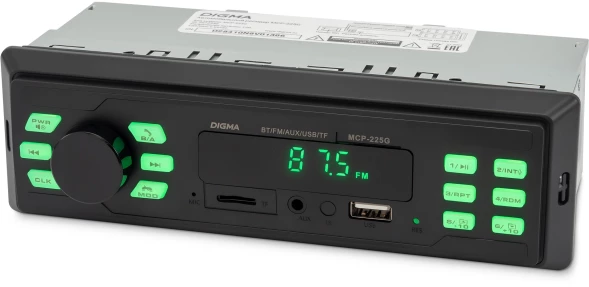 Автомагнитола Digma MCP-225G 1DIN 2x45Вт v5.0 AUX 2