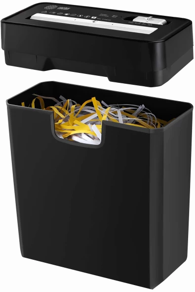 Шредер Cactus CS-SH-P2 черный (секр.Р-2) ленты 6лист. 10лтр. скобы пл.карты