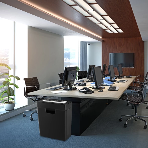 Шредер Cactus CS-SH-P2 черный (секр.Р-2) ленты 6лист. 10лтр. скобы пл.карты