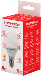 Лампа светодиодная Thomson TH-B2033 8Вт цок.:E14 шар 220B 3000K св.свеч.бел.теп. Globe