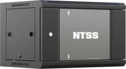 Шкаф коммутационный NTSS NTSS-W9U6045GS-BL настенный 9U 570x450мм пер.дв.стекл 60кг черный 350мм 20.1кг 220град. 370мм IP20 сталь