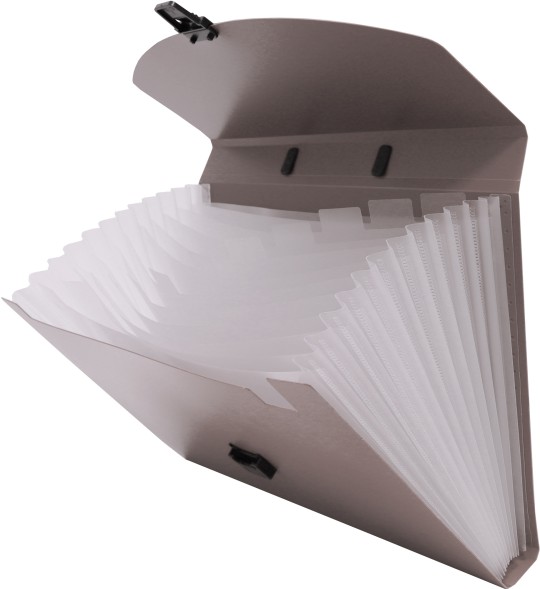 Портфель Бюрократ -BPP13GREY 13 отдел. A4 пластик 0.7мм серый