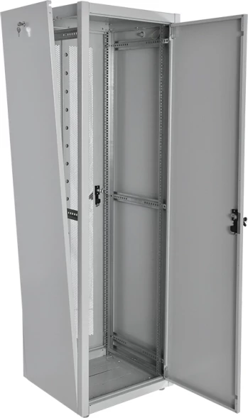 Шкаф коммутационный ЦМО (ШТК-Э-42.6.8-33АА) напольный 42U 600x800мм пер.дв.металл металл 2 бок.пан. направл.под закл.гайки 710кг серый 715мм 87кг 180град. 1987мм IP20 сталь
