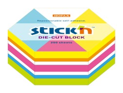 Блок самоклеящийся бумажный Stick`n 21827 61x70мм 250лист. неон ассорти &amp;quot;гексагон&amp;quot;