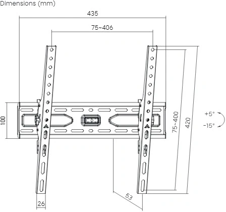 Кронштейн для телевизора Ultramounts UM845 черный 32&amp;quot;-75&amp;quot; макс.45кг настенный наклон