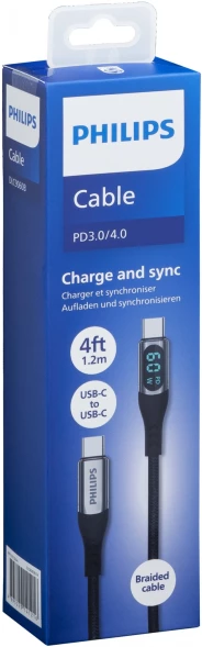 Кабель Philips DLC9060 USB Type-C (m)-USB Type-C (m) 1.2м черный коробка (упак.:1шт)