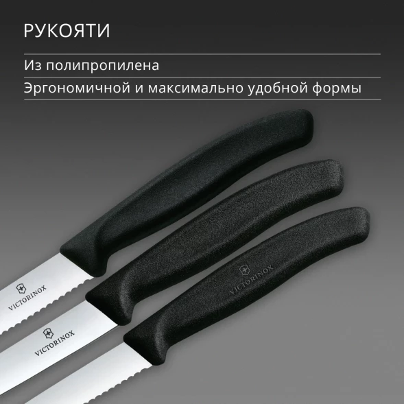 Набор ножей кухон. Victorinox Swiss Classic 6.7113.34 для овощей компл.:3предм. черный европодвес