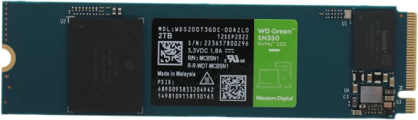 Накопитель SSD WD Original PCIe 3.0 x4 2TB WDS200T3G0C Green SN350 M.2 2280